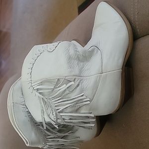 White Fringe Cowboys Boots women